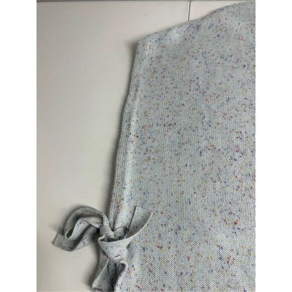 LOFT Sweater Womens M/L Blue Flecked Side Tie Poncho Speckled Oversized Cotton - Picture 12 of 16